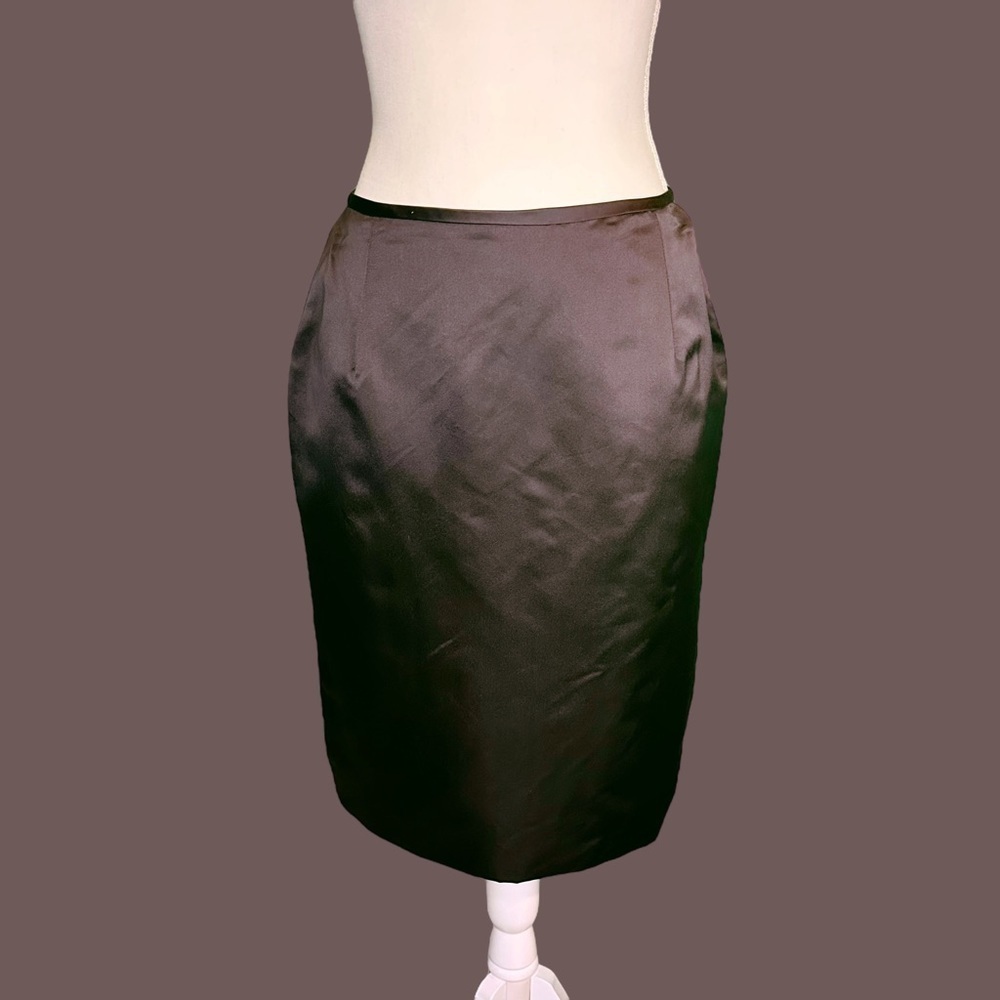 NWT Rafael Cennamo 100% Silk Black Pencil Skirt Size 8